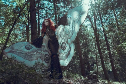 Grey Moth Wings Cape – Mystical Festival & Costume Shawl