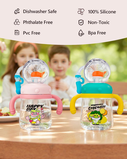 Drinking Cup With Whale Squirt, Weighted Sippy Cups With Adjustable Straps