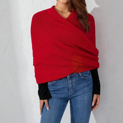 Womens Scarf with Sleeves Knit Wrap Sweater Cozy Crochet Cropped Shawl