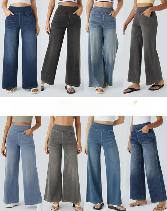 FlexiChic - Super Stretch High-Waisted Wide Leg Jeans + 50% OFF