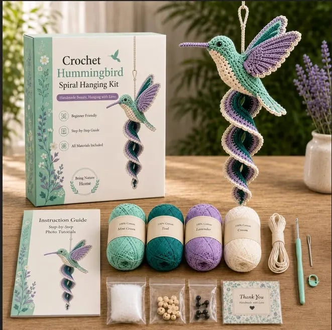 Beginner Crochet Spiral Hanging Garden Animal Decor DIY Kit