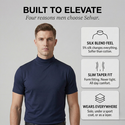 Maviglow™ – Slim Fit Mock Turtleneck T-Shirt for Men | Soft-Stretch Collar 
