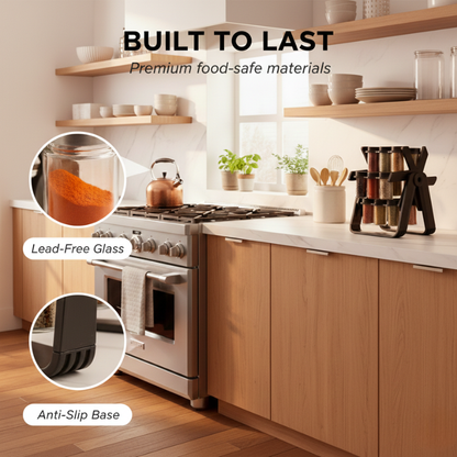 Carroway™ – 18-Jar Rotating Spice Rack with 360° Spin & Foldable Frame + 50% OFF