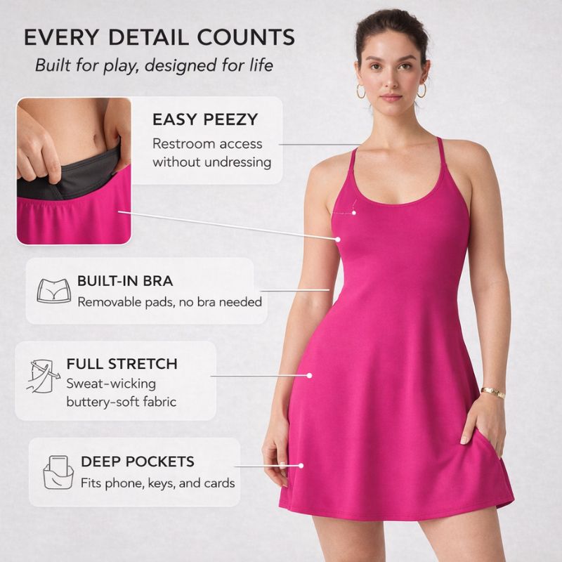 Glidform™ – Built-In Shorts, Pockets & Bra Support Athletic Dress + 50% OFF