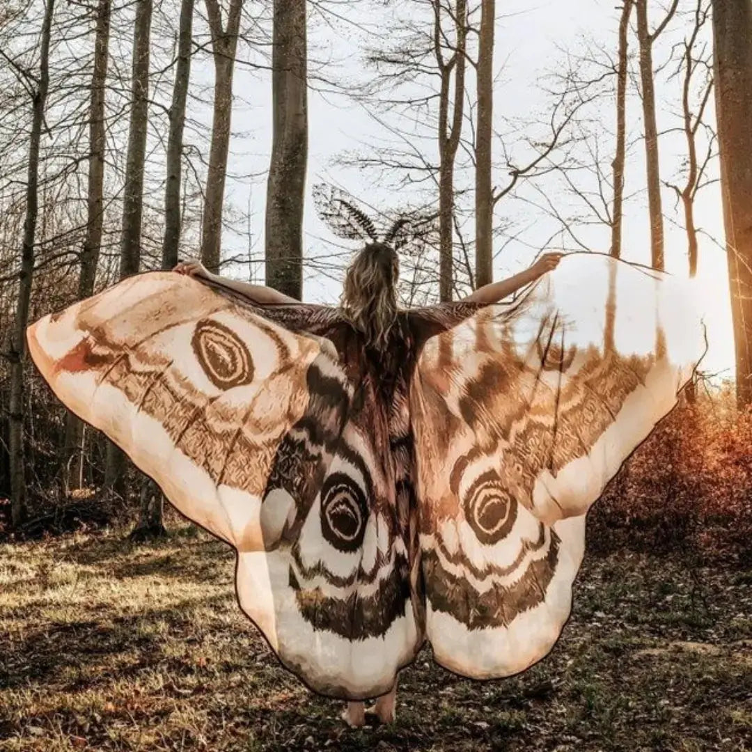 Grey Moth Wings Cape – Mystical Festival & Costume Shawl