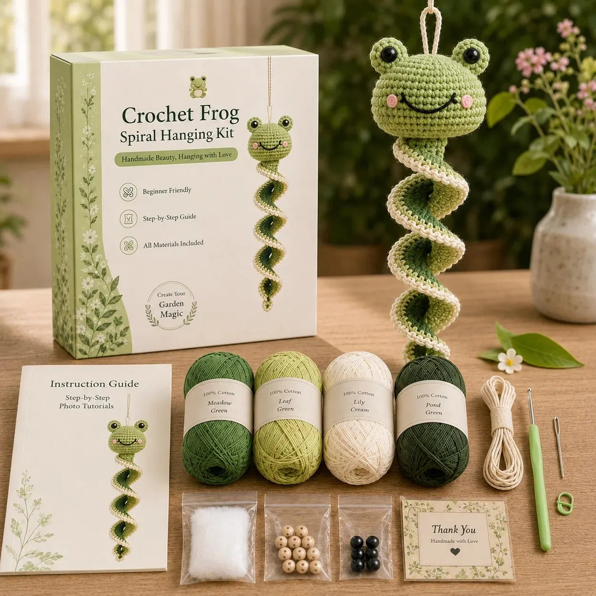 Beginner Crochet Spiral Hanging Garden Animal Decor DIY Kit