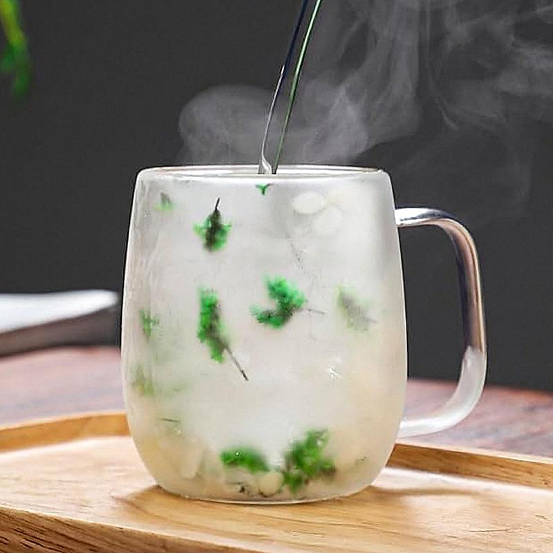 🌸Transparent Double Glass Flower Tea Cup