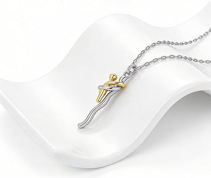 Maviglow™ – 925 Sterling Silver Mother & Child Embrace Pendant Necklace 