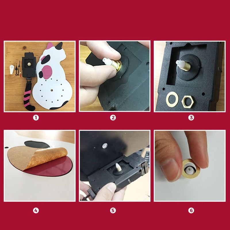 Nordic cat with wagging tail wall clock