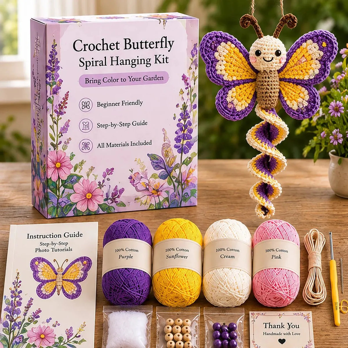 Beginner Crochet Spiral Hanging Garden Animal Decor DIY Kit