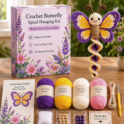 Beginner Crochet Spiral Hanging Garden Animal Decor DIY Kit
