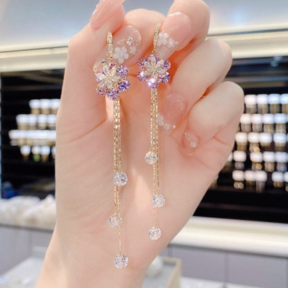 (🌸New Spring) Purple Flower Tassel Earrings