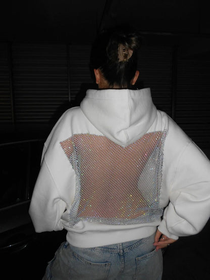 Backstage Crystal-Mesh Hoodie™ — Own the Spotlight with Daring Edge and Luxe Comfort