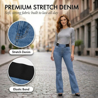 Flarova™ – Elastic High-Waist Stretch Flare Denim Jeans + 50% OFF