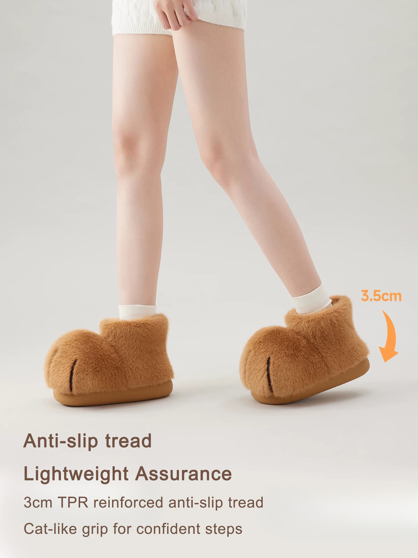 Cozy Big Cat Paw Slipper Cotton Boots Ultra-Soft Fleece-Lined Winter Booties