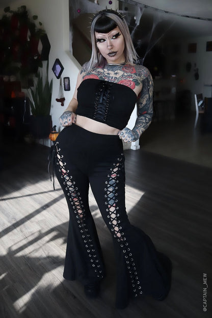 commsmarket-Lace Up Flare Pants