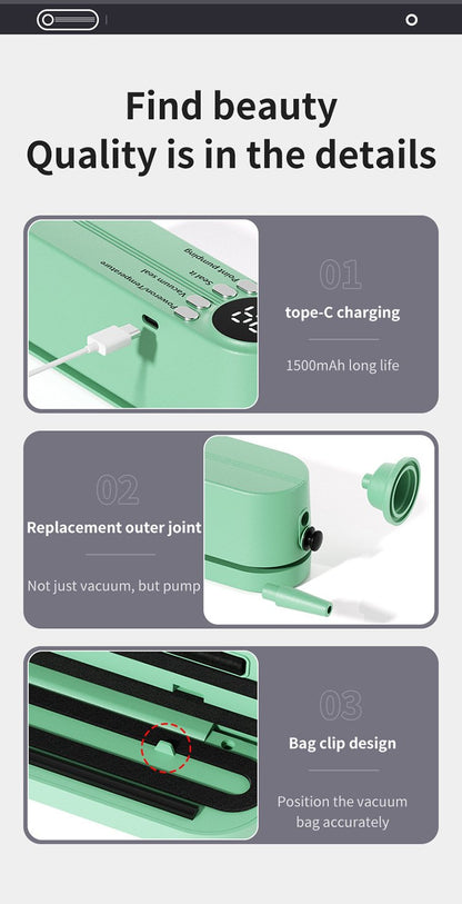 🥗 Keep Your Food Fresh ✨Mini Wireless Vacuum Sealer