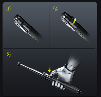 Enhanced automatic retractable self-defense hiking stick