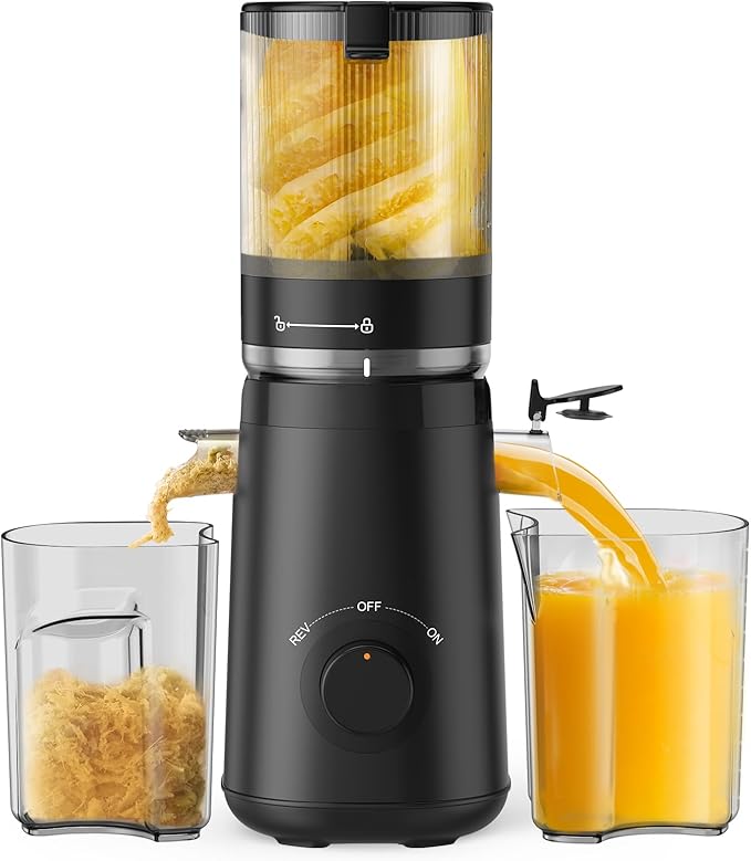 Caedrea Cold Press Juicer Machine – 5.3" Wide Feed Chute, High Juice Yield, Easy to Clean, BPA-Free