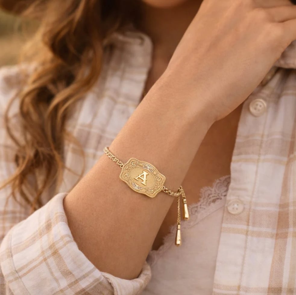 Maviglow™ – Personalized Western Initial Bracelet with Adjustable Bolo Chain 
