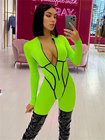 Female Trendy Zipper Peach Booty Jumpsuit