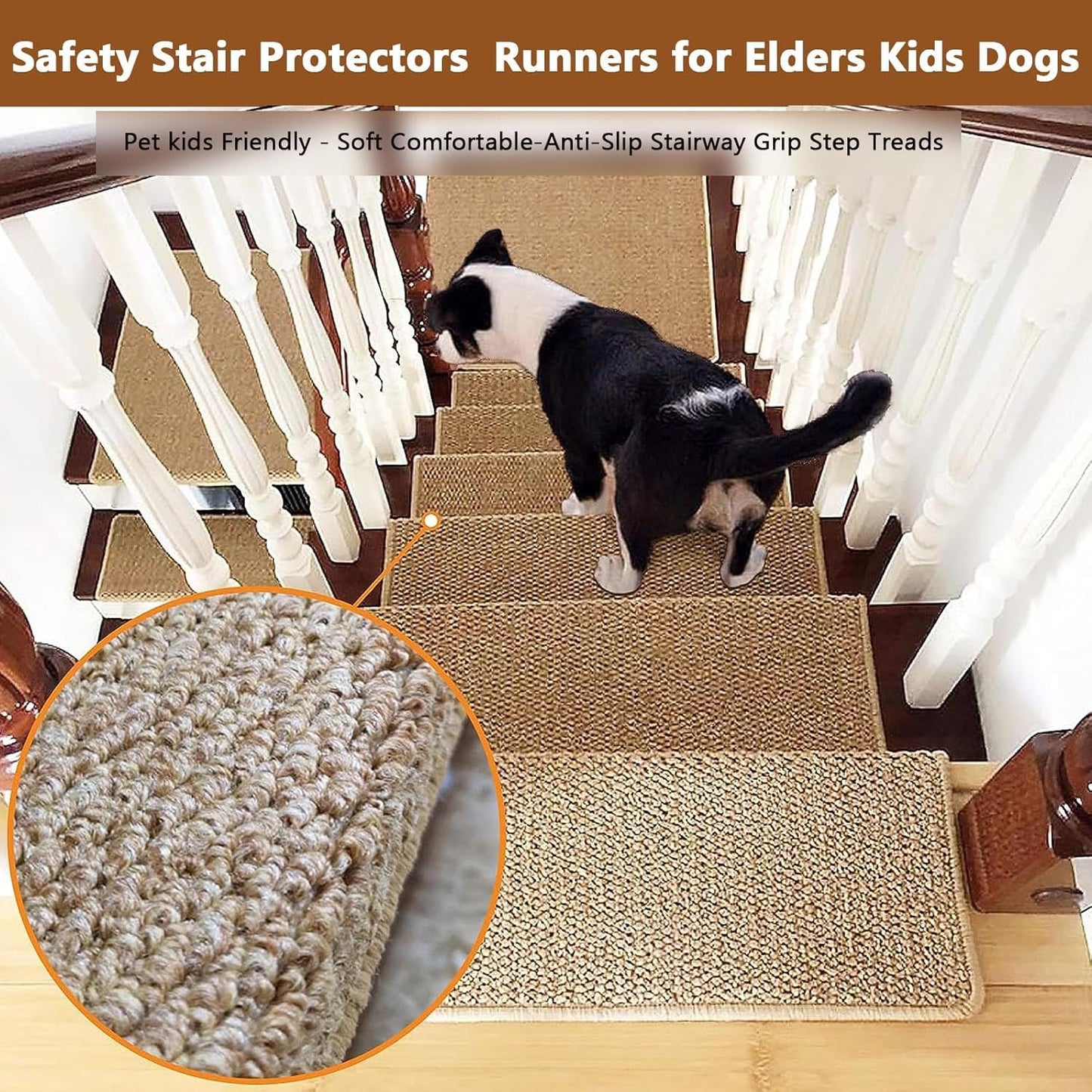 Self Adhesive Imitation Sisal Indoor Stair Runner Rugs Cover Mat