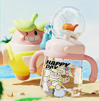 Drinking Cup With Whale Squirt, Weighted Sippy Cups With Adjustable Straps