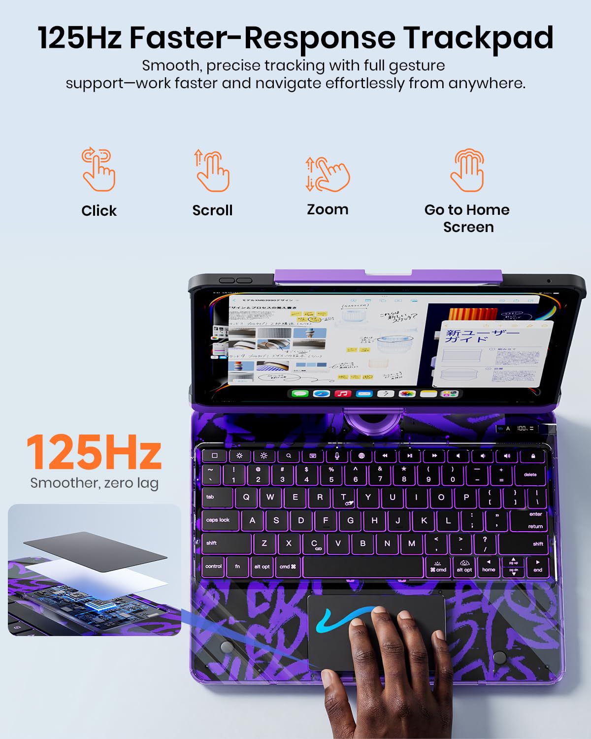 Transparent 360° Rotating Wireless Keyboard Case for iPad Pro 11-inch