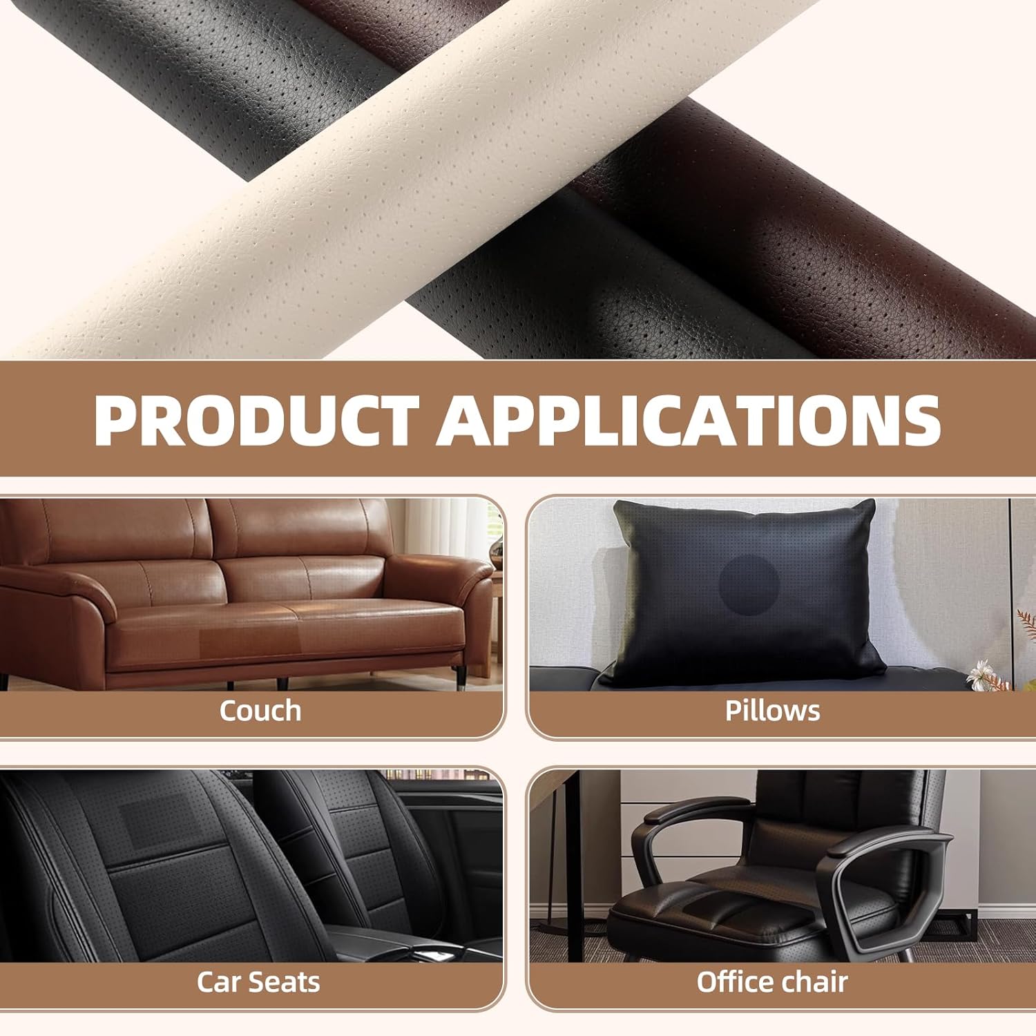 Caedrea Leather Repair Patch – 17x79" Self-Adhesive Waterproof Vinyl Patch for Couch, Furniture, Car Seats & Cabinets, Durable DIY Fix
