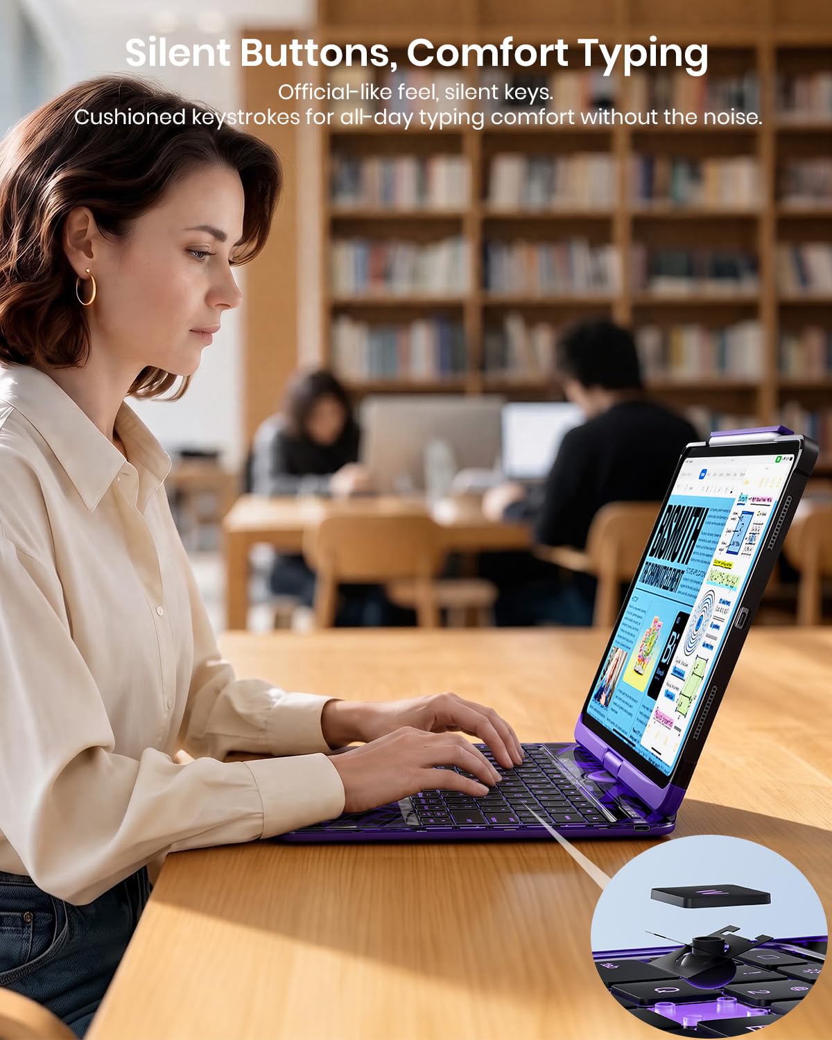 Transparent 360° Rotating Wireless Keyboard Case for iPad Pro 11-inch