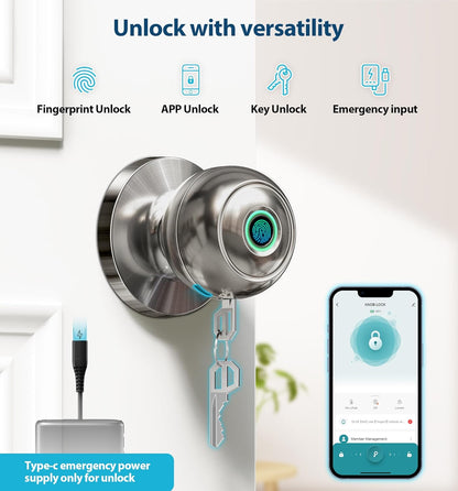 Smart Door Knobs Fingerprint Door Lock GHomeSmart K10