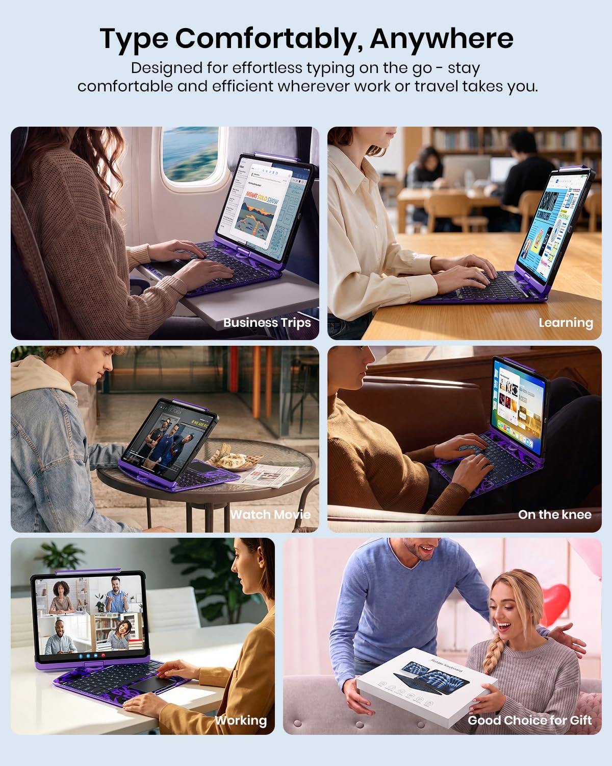 Transparent 360° Rotating Wireless Keyboard Case for iPad Pro 11-inch