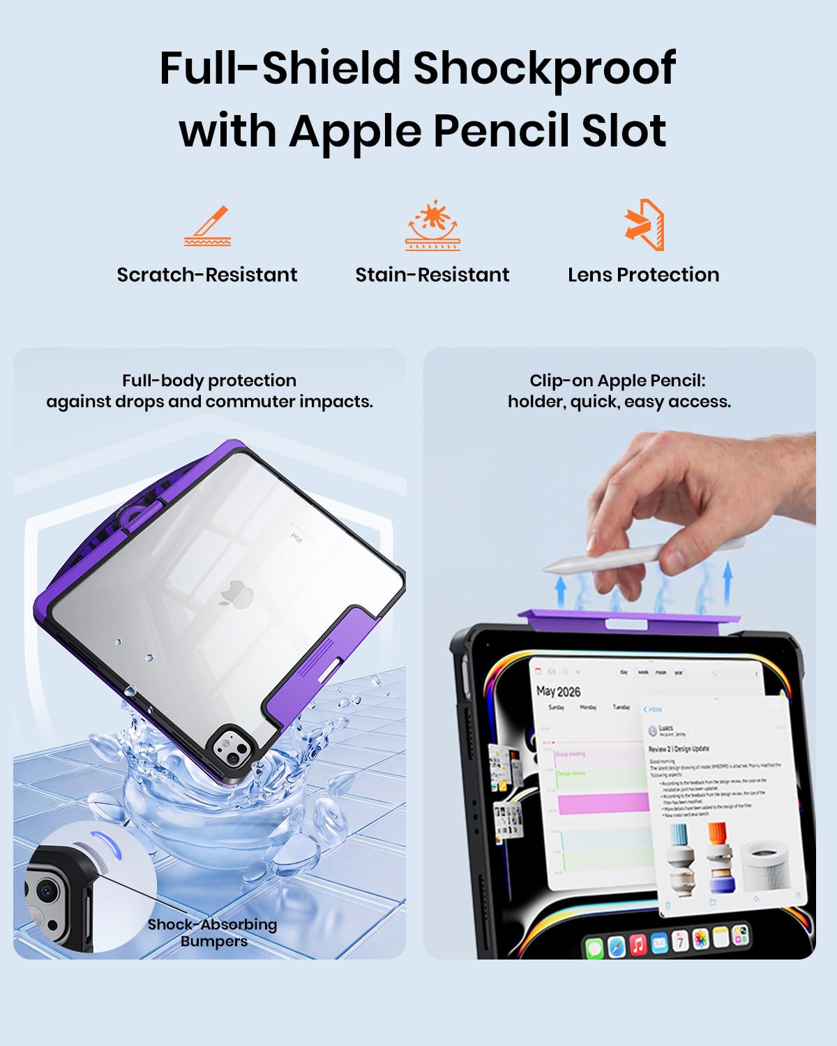 Transparent 360° Rotating Wireless Keyboard Case for iPad Pro 11-inch