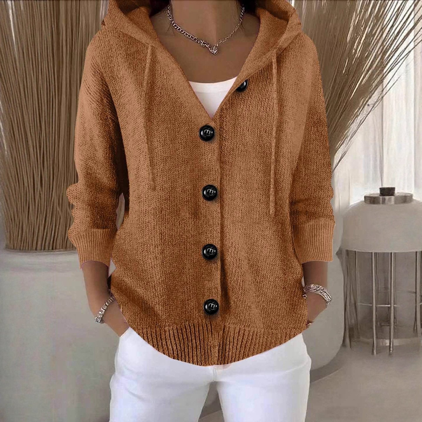 💖Women’s Solid Color Long Sleeve Cardigan