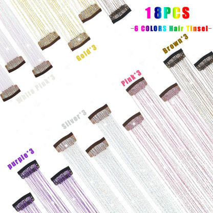The AuraSparkle Tinsel Extensions - Clip-In Rainbow Sparkle for Instant Glamour + 50% OFF