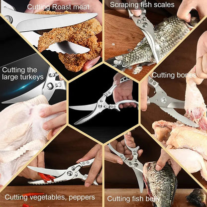 Stainless Steel Poultry Shears Extra Strong – Cuts Bones, Meat & Fish