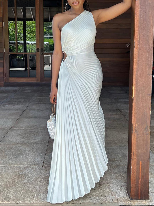 One Shoulder Cut Out Maxi Dress