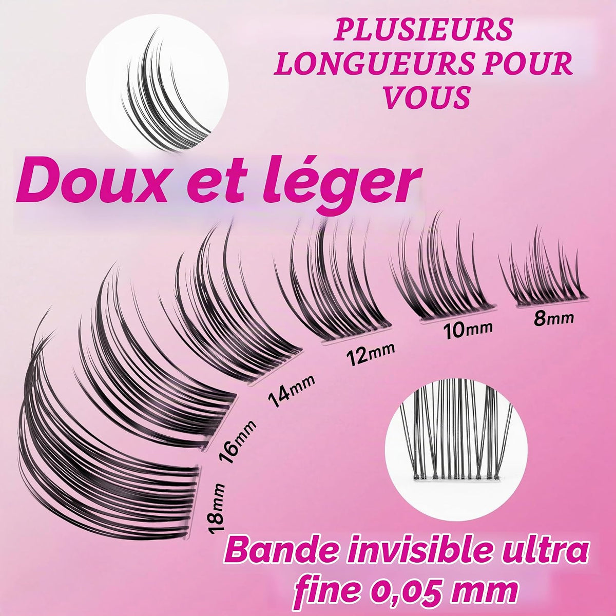 Eye-Catching Series Individual Cluster False Eyelashes 8-18mm