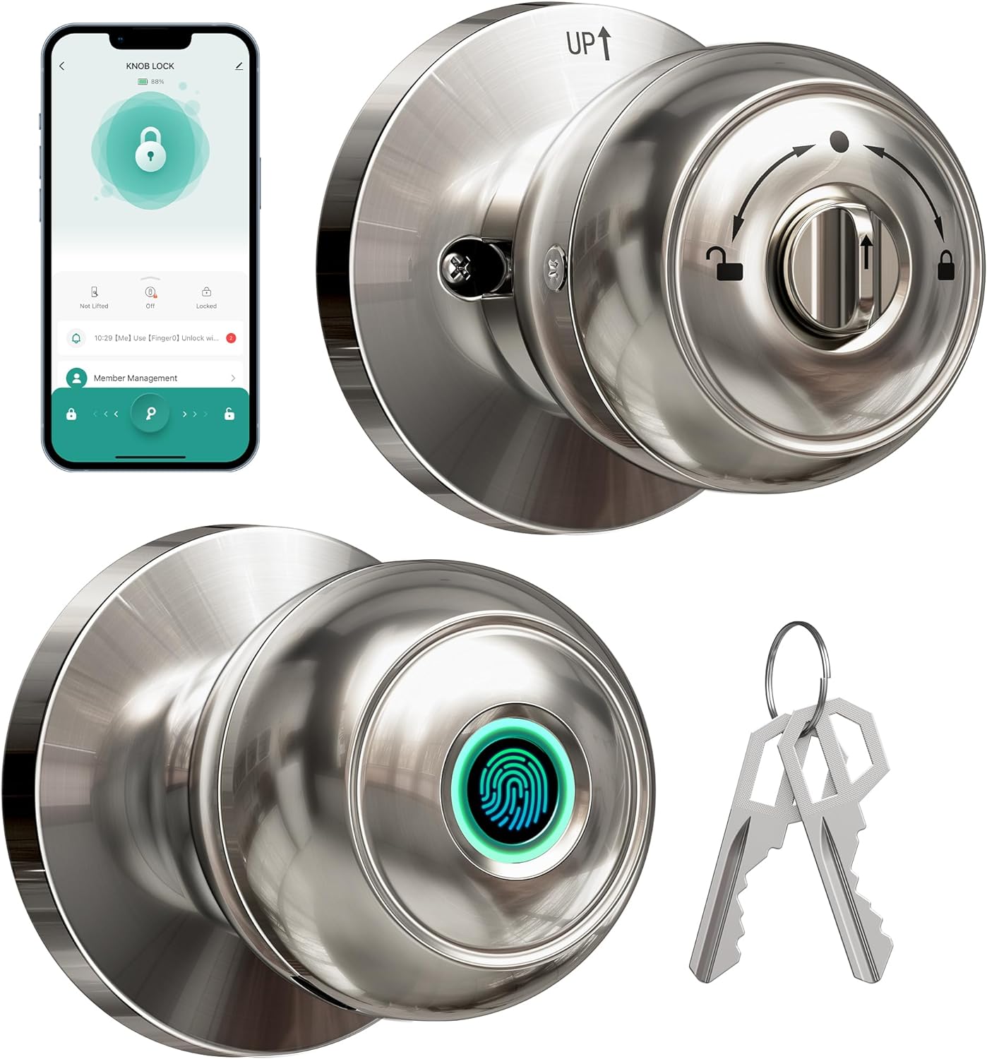 Smart Door Knobs Fingerprint Door Lock GHomeSmart K10