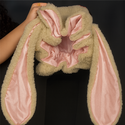 Lunari Plush Bunny Bonnet — Soft Warm Sherpa Hat with Satin Lining