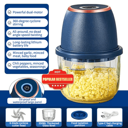Maviglow™ – Cordless One-Button Mini Electric Garlic Chopper & Food Mincer 