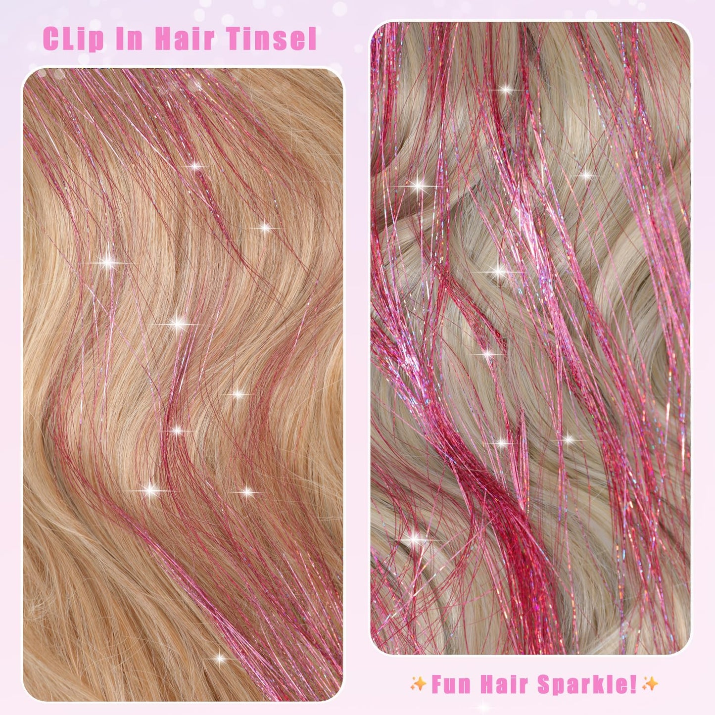 The AuraSparkle Tinsel Extensions - Clip-In Rainbow Sparkle for Instant Glamour + 50% OFF