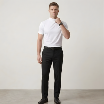 Maviglow™ – Slim Fit Mock Turtleneck T-Shirt for Men | Soft-Stretch Collar 