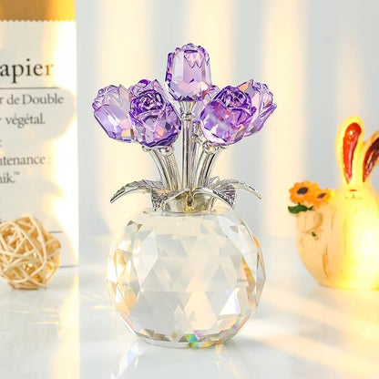 Colorful Rose Figurine in Display Vase