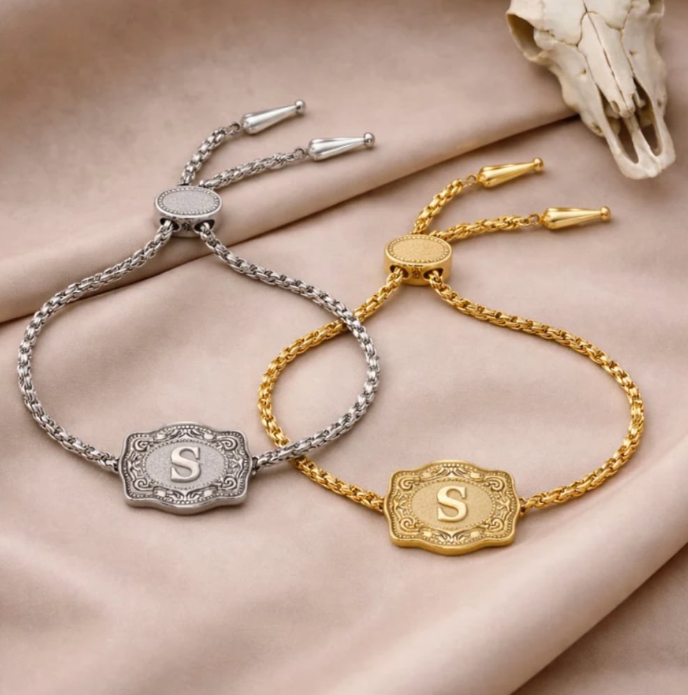 Maviglow™ – Personalized Western Initial Bracelet with Adjustable Bolo Chain 