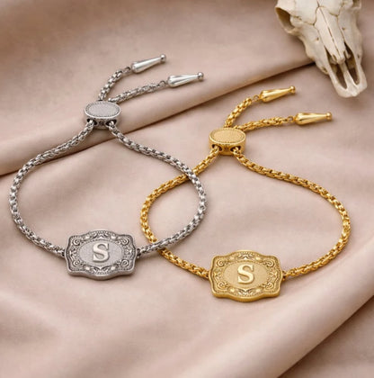 Maviglow™ – Personalized Western Initial Bracelet with Adjustable Bolo Chain 