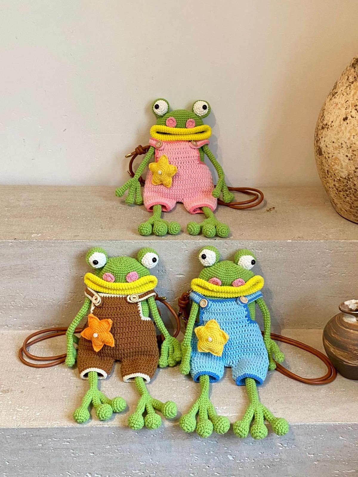 Handmade Crochet Big Mouth Frog Crossbody Bag