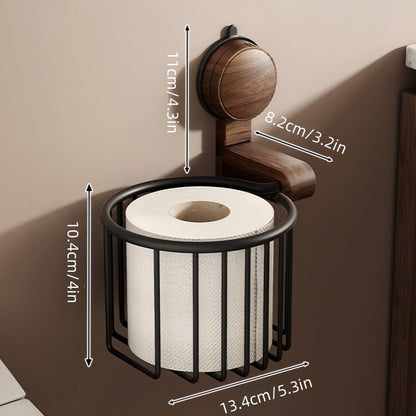 Suction Cup Walnut Paper Towel Holder