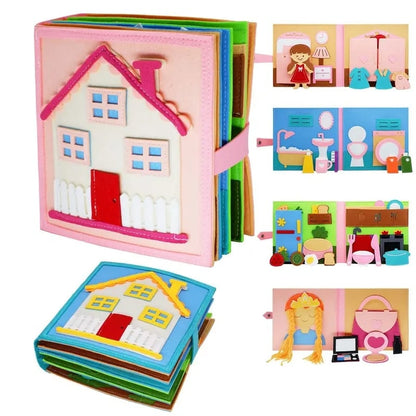 Felt Cloth Book, 1 Count Soft Activity Preschool Busy Book, Sensory Travel Toy with Learning Activities