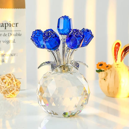 Colorful Rose Figurine in Display Vase